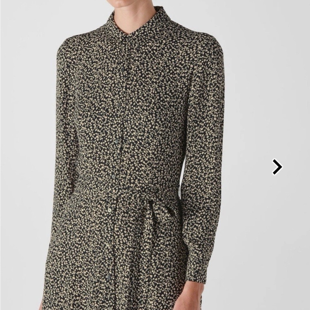 Whistles Bloomingdales Black Floral Shirt Dress Button Down Belted Wrap 6 UK 10